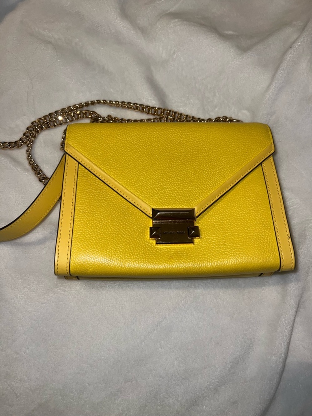 Michael Kors Yellow Leather Chain-Shoulder Crossbody